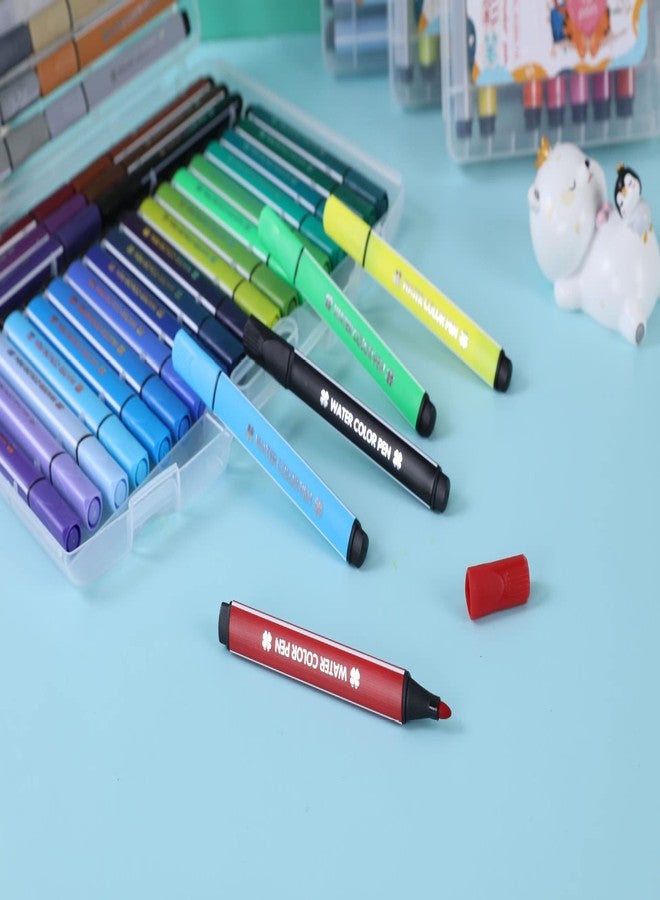 PULSBERY Colorful Washable Water Color Pen Set for Paint & Design - 24 Pcs Color Marker For Kids Triangle Shaped Color Pencils (Set of 24, Multicolor) - Image 4